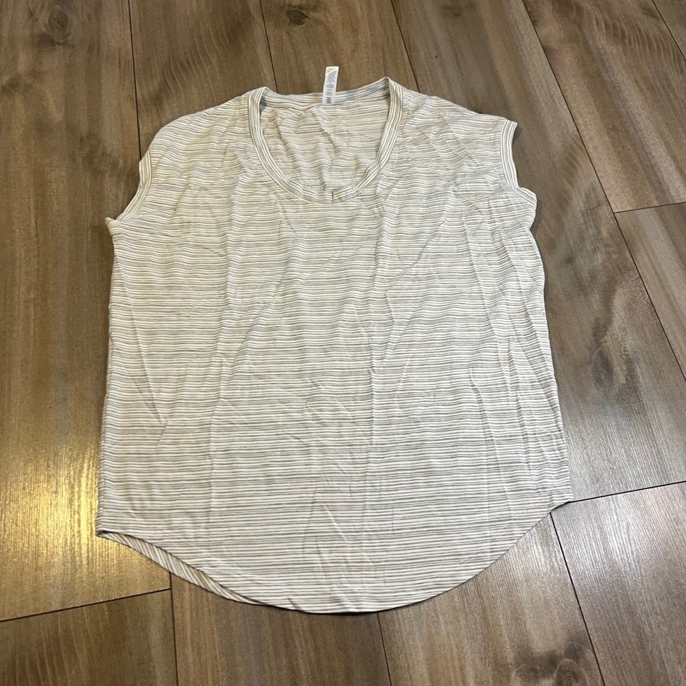 Athleta Women's Striped Sleeveless Top Shirtβ Gray White Size S Bin B-33